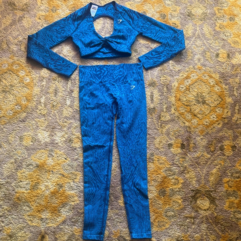 Gymshark Blue Patterned Pajama Set